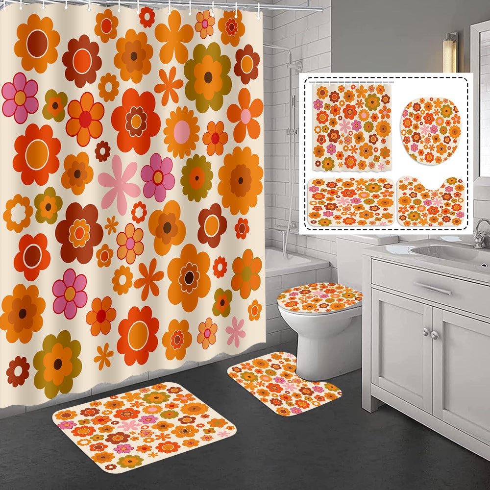 YL-37437 3D HD digital printing polyester waterproof and mildew-proof shower curtain set