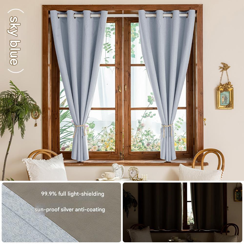 YL-35033 New full blackout heat insulation sunshade curtains punch-free installation simple rental room blackout curtains small curtain