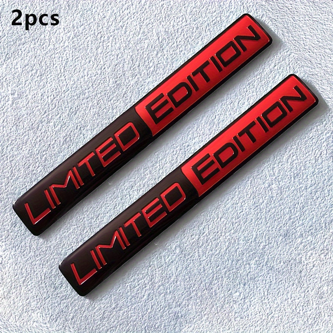 TEMU 2pcs Edition 3d Metal Emblem Stickers - Red & Racing Car Decals With " Edition" Text, Durable Aluminum Auto & Motorcycle Accessories For Rear,