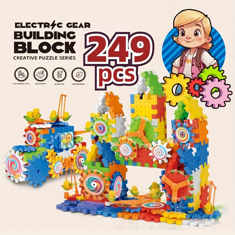 TEMU 249pcs Diy Building Blocks, Electric Gear Splicing Building Blocks Children's Puzzle Toys, Party And Christmas Gifts, Halloween Gifts, Boys And