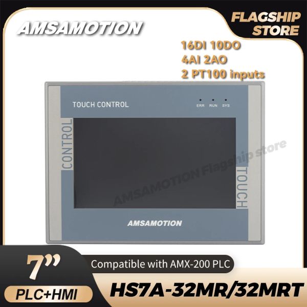 NEW AMSAMOTION 7&#039;&#039; Inch HMI PLC All in One AMX-S7-200 MR0701NE Ethernet Monitor 16DI 16DO 4AI 2AO CNC Controller Touch Screen