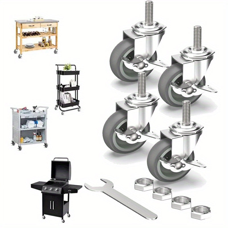 TEMU 3-inch Preparation Table Wheel Caster Kit, 4, Expansion Rod Caster, Suitable For Workbench- Trolley- Kitchen Appliances- Workbench Legs (4 With