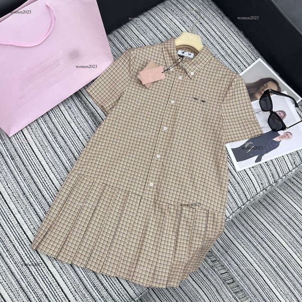 Brand women dress Designer Blouses skirt womens dresses shirt Fashion letters Logo Pleated skirt woman short sleeves shirt vacation dress Ju