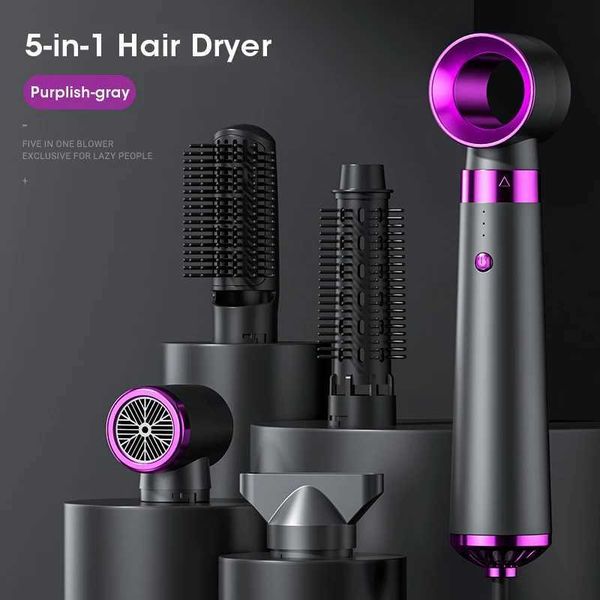 New 5-in-1 electric hair dryer hot air brush multifunctional straightener negative ion curling iron hair dryer styling set W241015