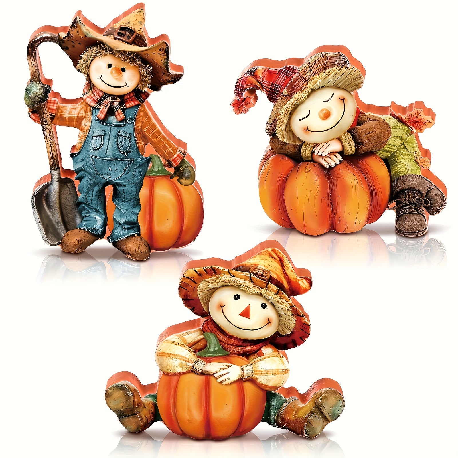 TEMU 2d Flat, 3 Thanksgiving Decorations, Pumpkin Thanksgiving Pvc Small Desktop Decorations, Home Office Decoration, Party Supplies, Halloween And