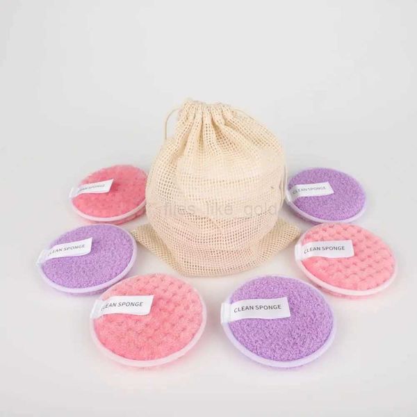 6 pieces of double-sided velvet face wash with foam reusable makeup remover facial cleanser makeup foam facial cleaning tool W240809