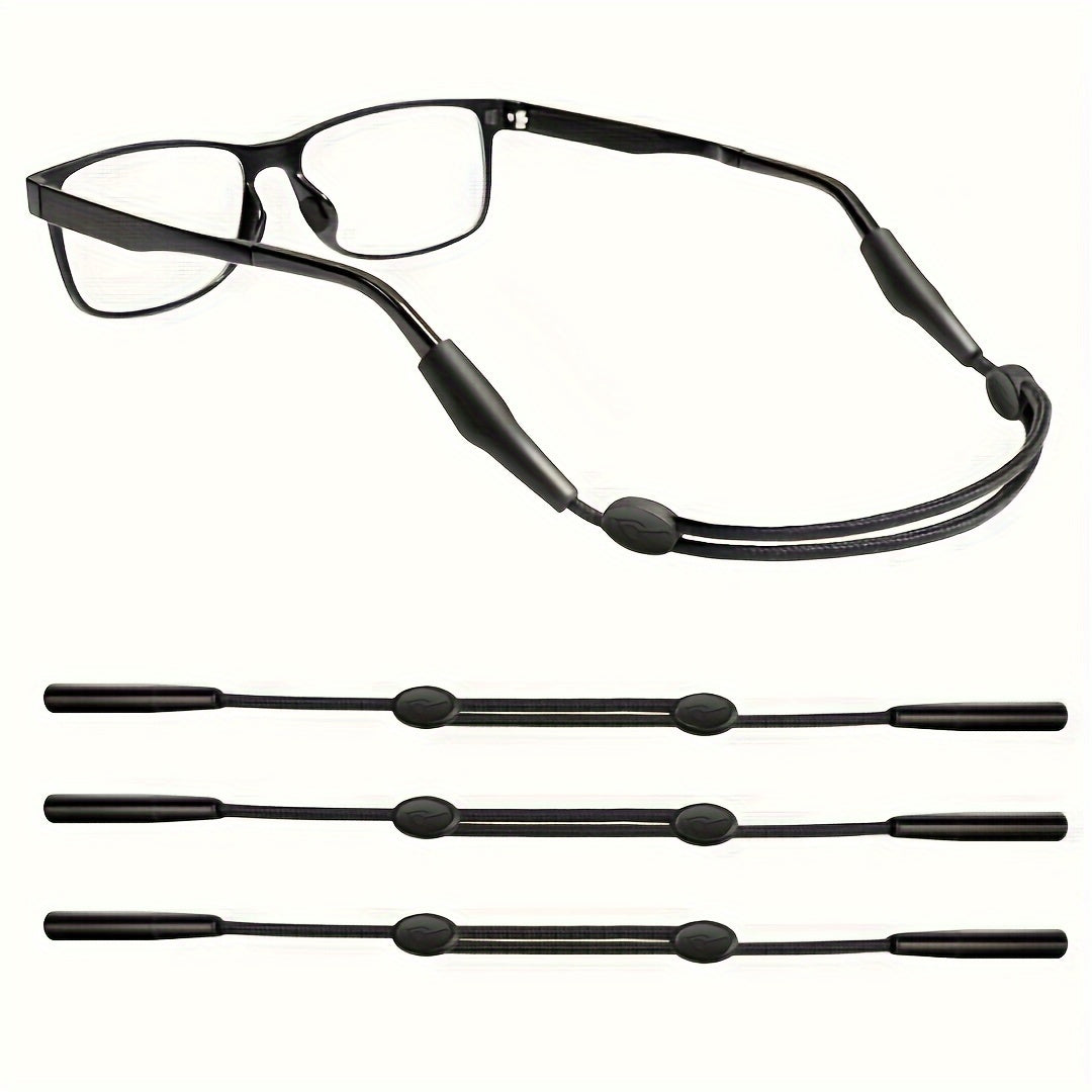 TEMU 3pcs Adjustable Glasses Straps, Silicone Anti-slip Eyewear Retainers, 9in To 13.7in Stretchable Sports Eyeglasses Holders For Men And Women,
