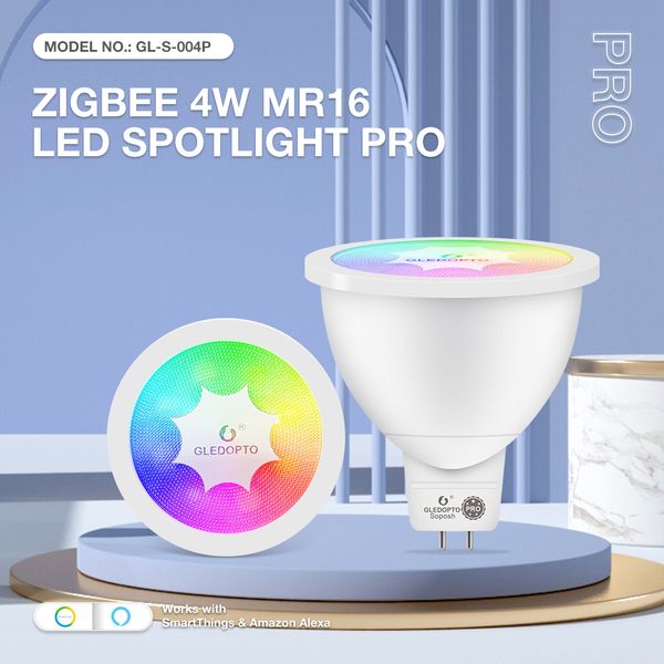 3PCS Gledopto Zigbee DC-AC12V Color Changing LED Spotlight 4W MR16 Pro Compatible With Tuya APP Alexa Echo RF Remote Control