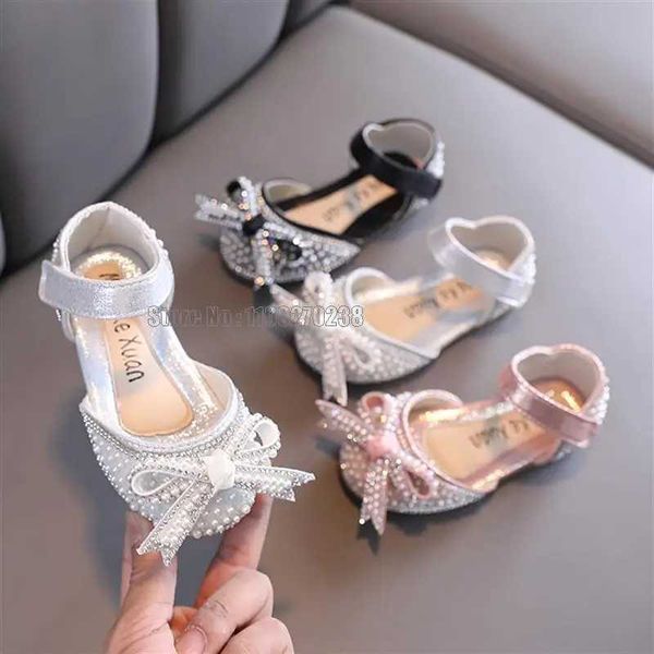 Sandálias Girls Sandals Summer Moda Little Princesa Childrens Bow Baby Shoes Sapatos Childrens J241214