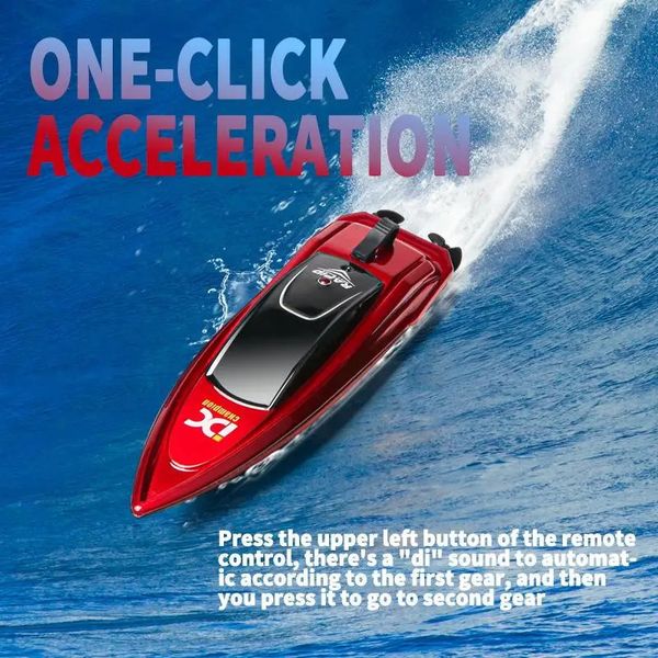Mini RC Boat 5kmh Radio Remote Controlled High Speed Ship with LED Light Palm Summer Water Toy Pool Toys Models Gifts 250102