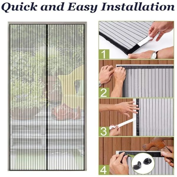 Sheer Curtains Large Size Mosquito net for door Magnetic Mosquito net door Automatic closing Anti fly insect mosquito mesh on door 231019
