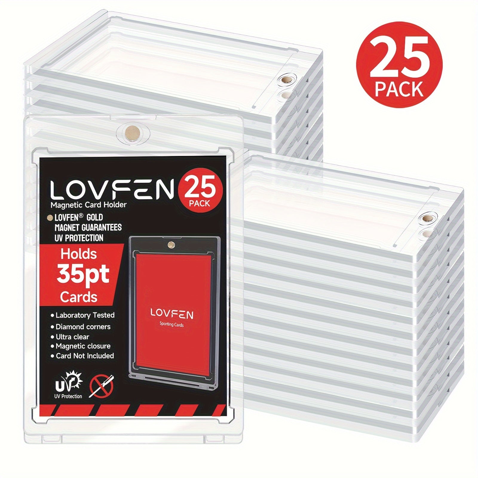 TEMU 50-25 Packs Magnetic Card Holder - Protective Sleeves With Hard Plastic Construction, 35pt Thick Card Case Protector For Baseball, And Trading