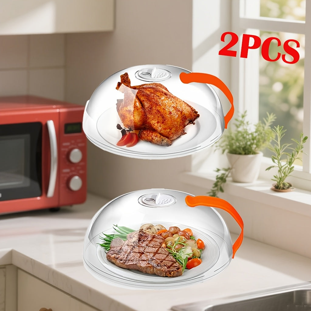 TEMU 2pcs Commercial Microwave Covers With Vent Holes - Microwave-safe & Heat-resistant Up To, Food-grade Pet Lid, Design For Restaurants, Home,