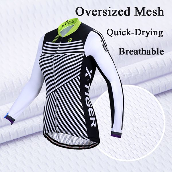 X-Tiger 100% Polyester Women Cycling Clothing Long Sleeve Autumn Cycling Clothing Anti-UV Racing Bike Shirt MTB Bicycle Clothing
