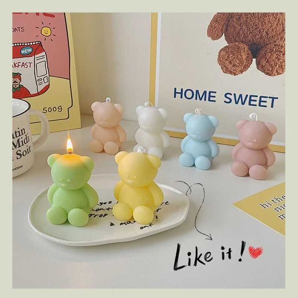 Bear Scented Candle Room Decor Ins Style Relieve Fatigue Morandi Colors Candles Aromatherapy for Festive Birthday Wedding GiftXJ240830