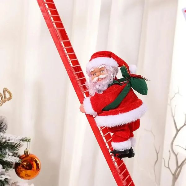 Electric music climbing ladder Santa Claus music doll Christmas decoration Christmas tree hanging decoration anniversary and Year gifts 2411