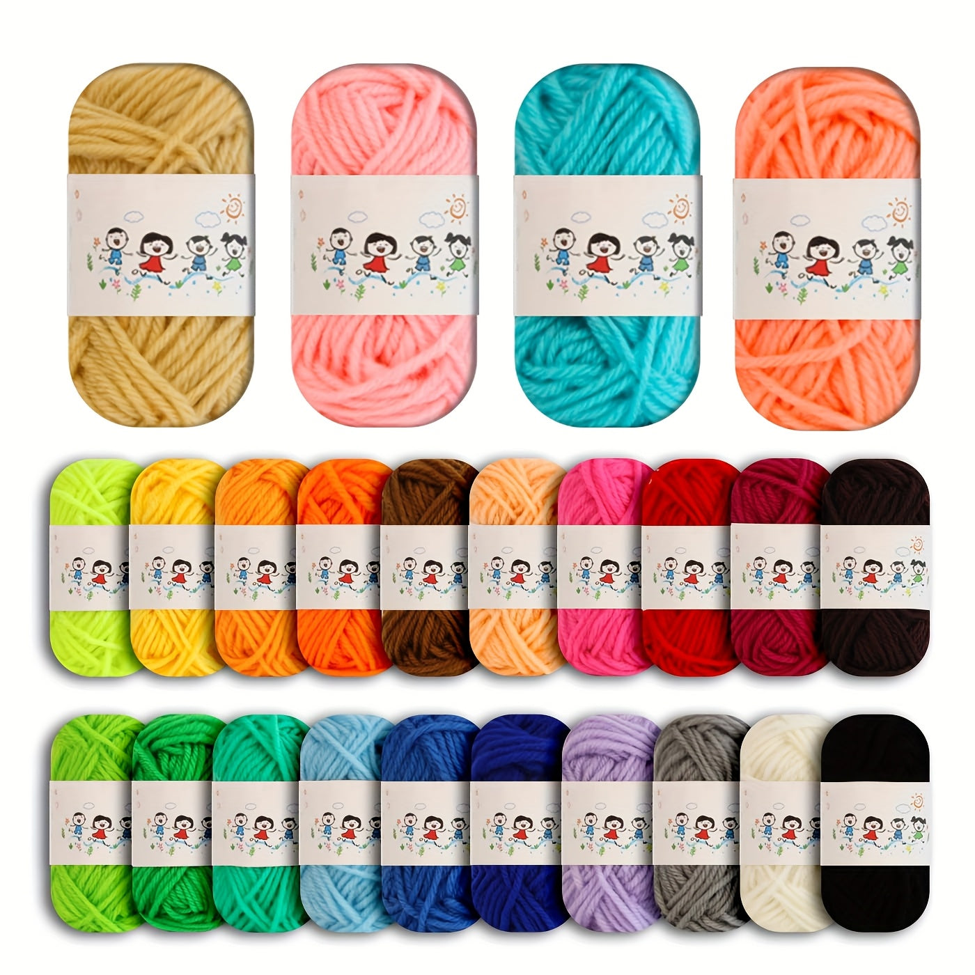 TEMU [24 Color Nylon Yarn Set] Yarn Colors, 100% Nylon, For Weaving, Crochet, Handicrafts Yarn Pack, Soft Yarn Pack For Hats, Dolls, Diy Projects And
