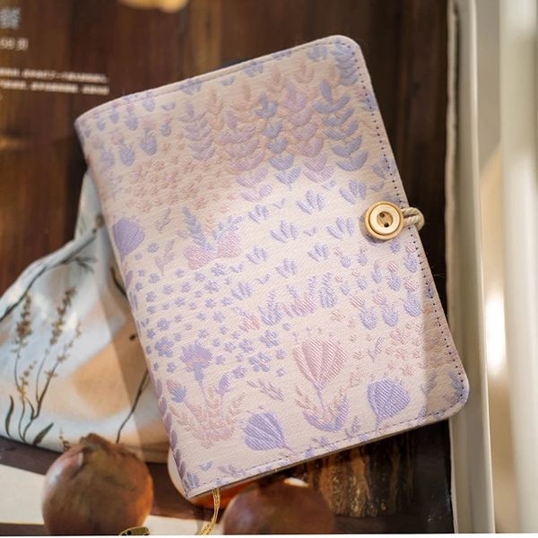 Purple Dense Flowers Cotton Loose Leaf A5A6A7 BinderJournal Notebook Diary Cover Ring Planners Organizer Girl Gifts Handmade 250103