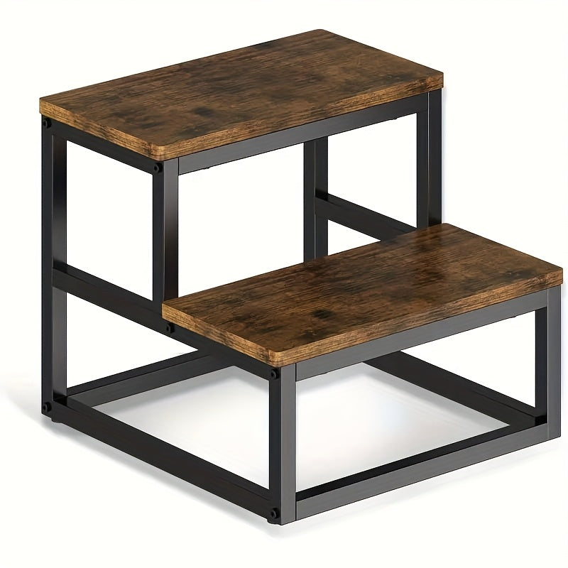 TEMU Rack Shelves For Restaurant And Business 2 Tier Stepping Stool, Adult Heavy Duty Wooden Stepping Stool, Home Ladder, Multifunctional Bedside