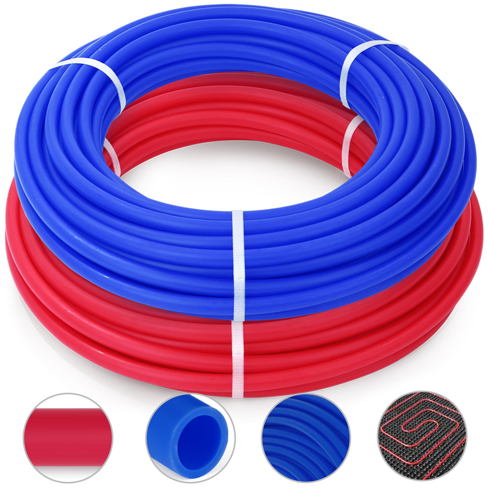 TEMU Vevor Pex Tubing Pipe 2 Rolls Of 1-2 Inch X Feet Pex Tubing Non Oxygen Barrier Pex Pipe Heat Floor Heating Plumbing Cold And Hot Water Tubing