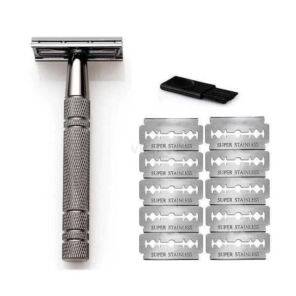 1 Set Vintage Classic Double Edge Safety Razor for Mens Shaving Womens Hair Removal 10 Shaving Blades Manual ShaverCL240718