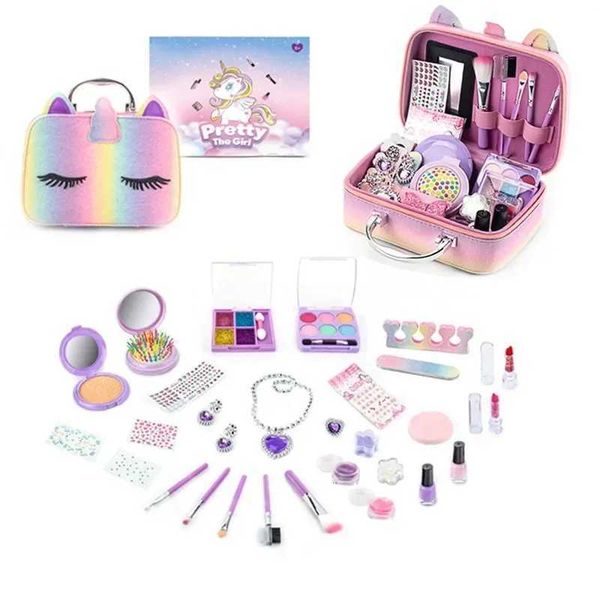 Cosmetics Toy Set Children Make Up Set Safe Washable Princess Beau Pretend Play Toys Set Bag Nail Polish Real Makeup KitXJ241204