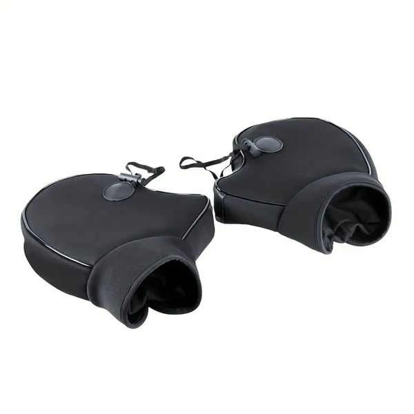 Par de luvas de guidão de motocicletas quentes de inverno, luvas de guidão da scooter à prova d'água, tecido de malha de poliéster, fechamen