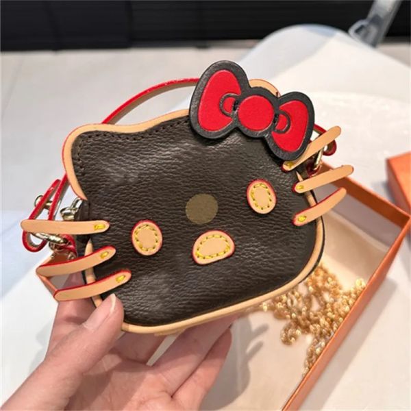 Bags Woman Mini Circle new Designer Cat Shoulder Bags Hanbdag Crossbody Chain Bag Cute Purse Print Leather 10A