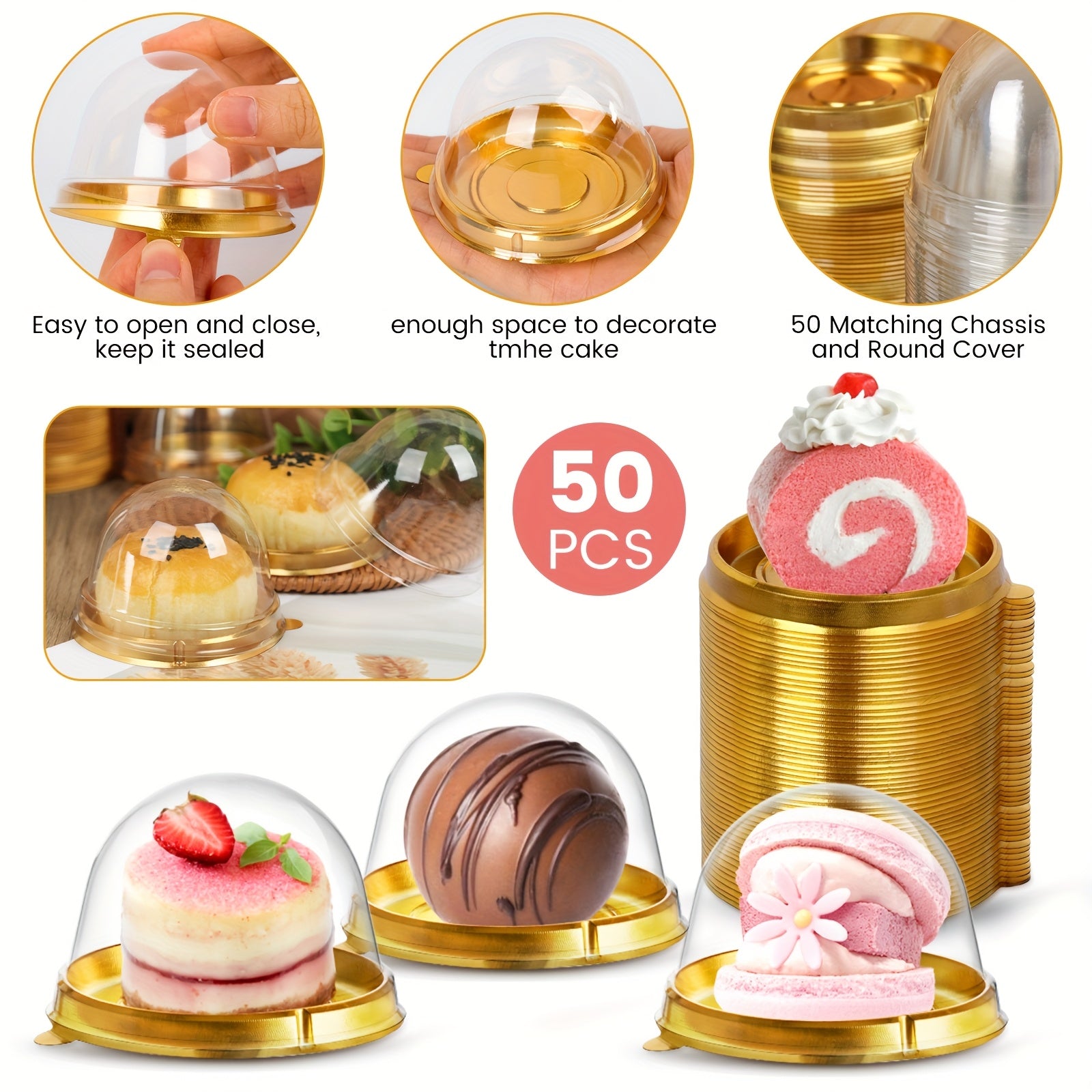 TEMU 50pcs, Mini Dessert Cake Box Transparent Cup Cake Pastry Baking Packaging Box Wedding Party Supplies Christmas Gift, Packaging Box, Candy Box,