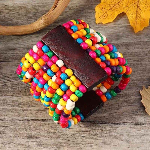 Holz-Stretcharmbänder im Bohème- und Ethno-Stil für Damen