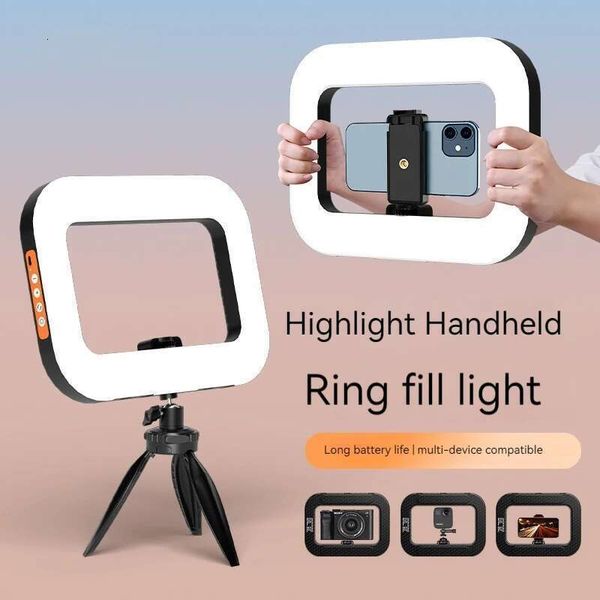 Handheld Ring LED Rechargeable Fill light Portable Mobile Phone Live Broadcast Pography Desktop Rabbit Cage Selfie Light