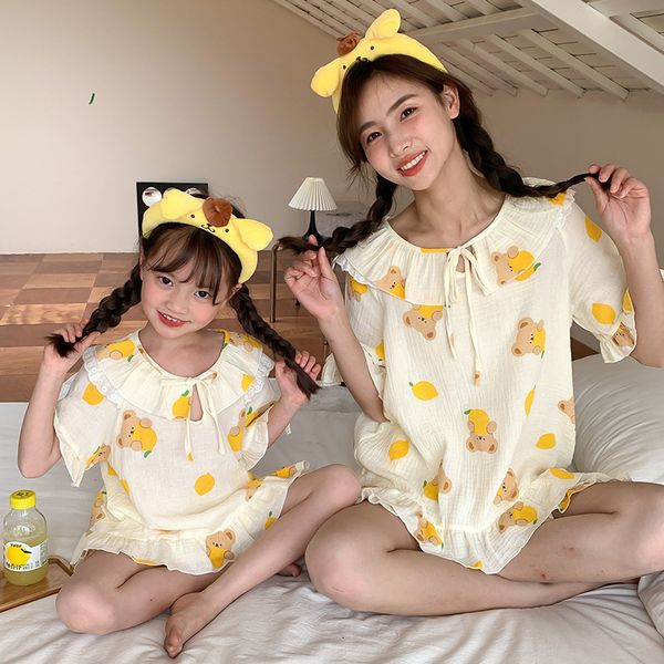 Family Matching Outfits Parent-child Summer Pajamas Sets Mother and Daughter Matching Sleepwear Women&#039;s Coming-Home Outfit Mom and Me C