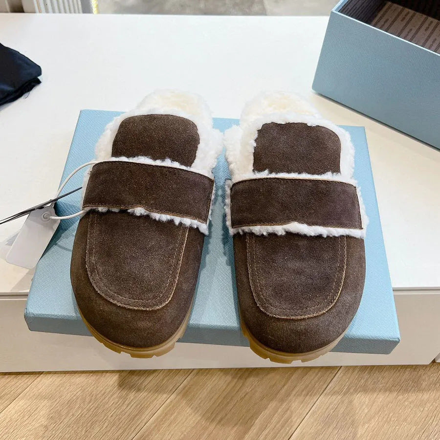 Shoes&Sandals Shoes Autumn Winter Loafers Slippers Casual Versatile Fleece Lined Height Increasing Classic Furry Slippers