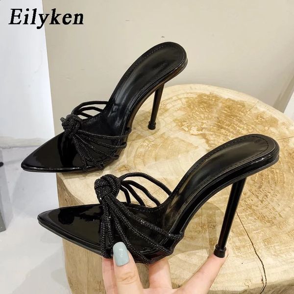 Eilyken Sexy Salto alto Slipper For Women Summer Moda Crystal Band Shop Slides Point Slides Sapripper Party Sandal Shoes 250118