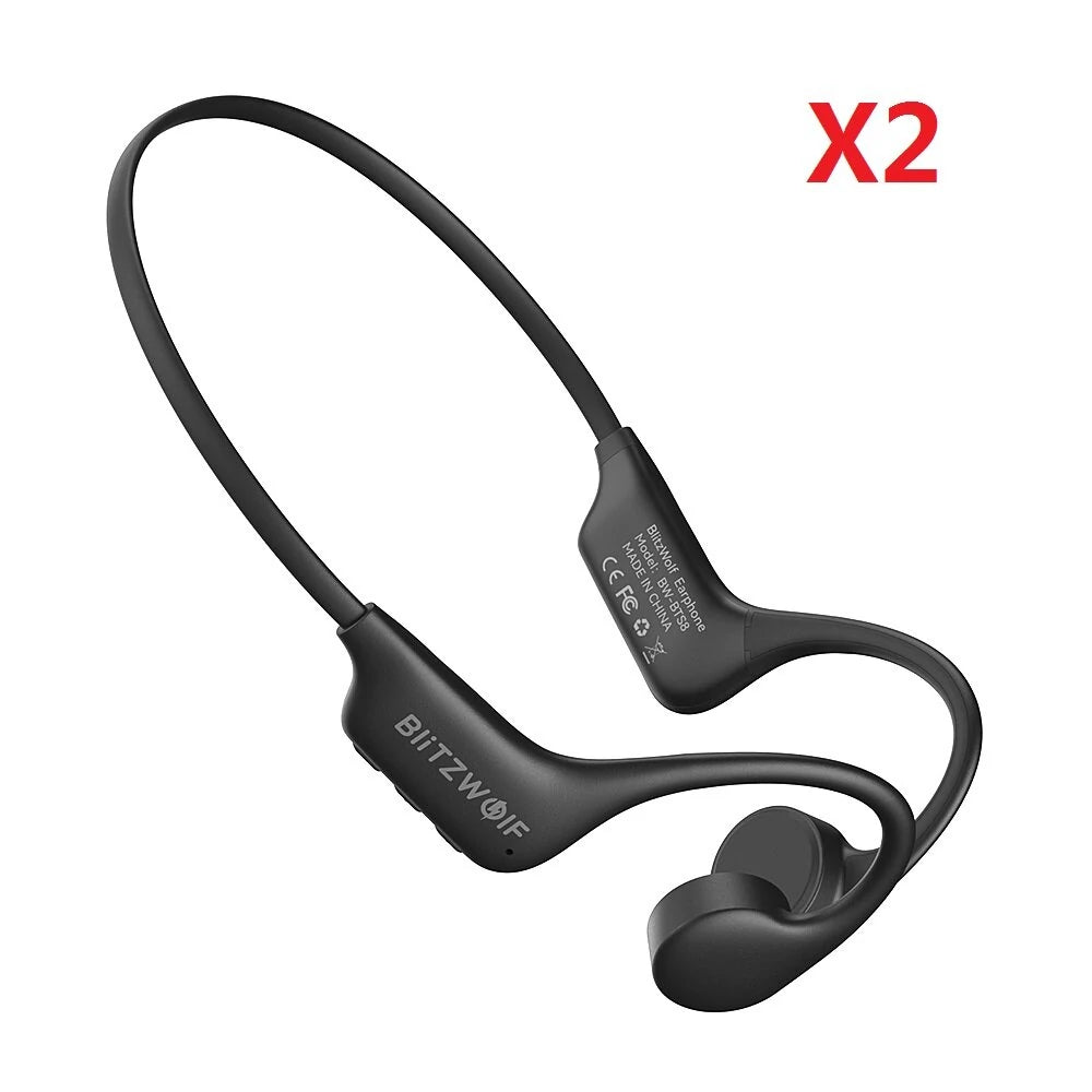 2PCS BlitzWolf® BW-BTS8 bluetooth Earbuds Bone Conduction Earphone Built-in 32GB Memory IPX8 Waterproof Low Latency Game