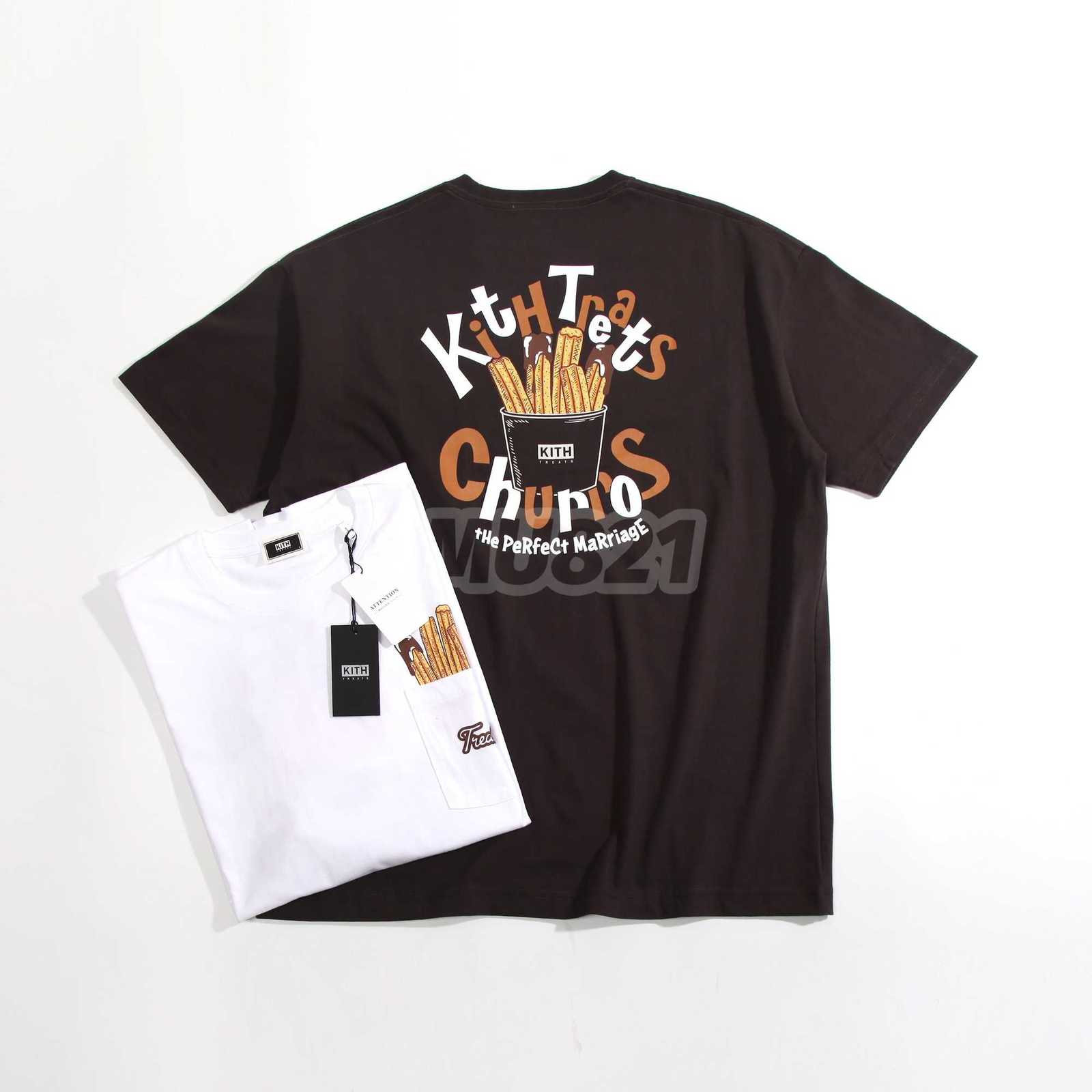 Men&#039;s T-shirt Mu821 Kith Treats Churro Pocket Tee Chocolate Deep-fried Dough Sticks Short Sleeve