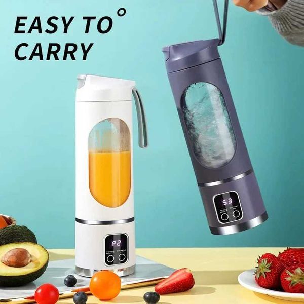 Juicers Portable Fruit Juicer 450ml Capacity 8 Blades 3 Gears USB Rechargeable Blender Ice Crusher for Shakes and Smoothies Juicer Cup J2411