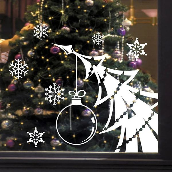 Christmas tree snow removable home vinyl windows wall stickers decals decorations glass shop doors festivals 241204