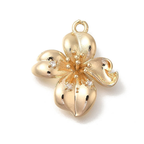 Fleur micro en laiton de placage en râtelier pavent pendentifs zircone cubique