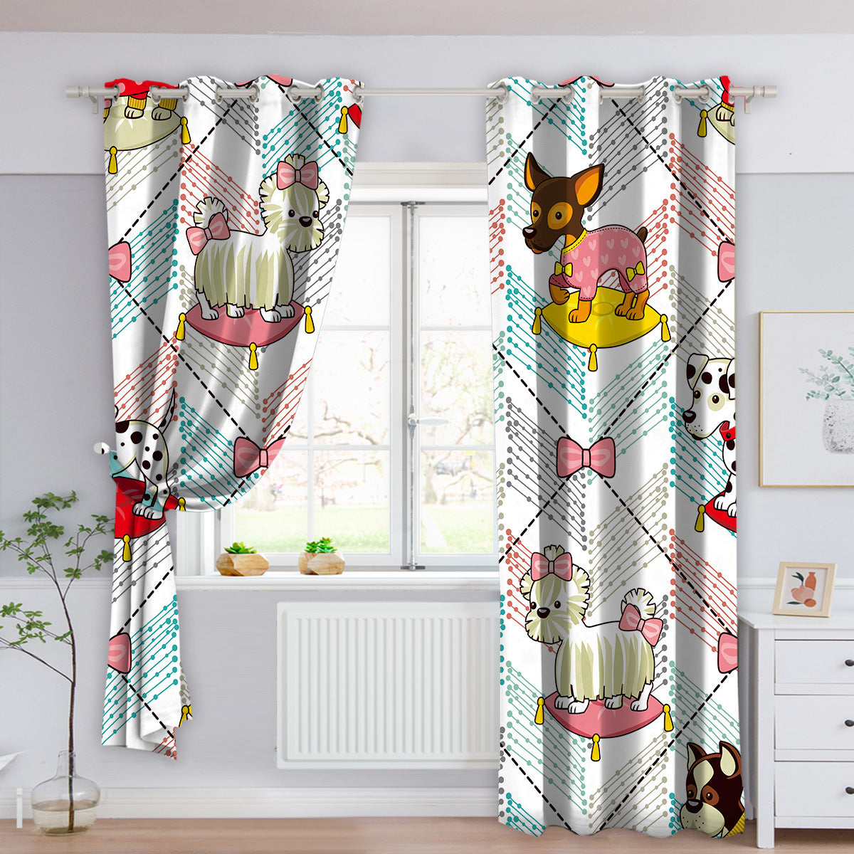 YL-37067 High-precision Customized 3D Curtain Printing Finished Landscape Wave Curtain Blackout Curtain