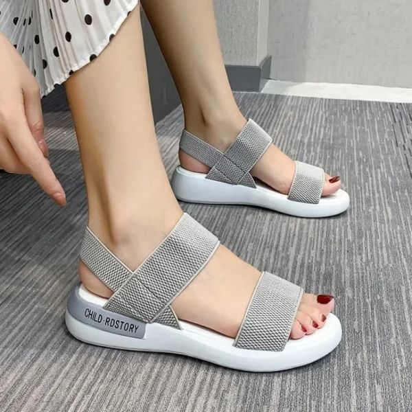Woman Elastic Knitting Mesh Casual Summer Soft Wedges Platform Peep Toe Light Sandals Beach Non-slip Sports Shoes acc2