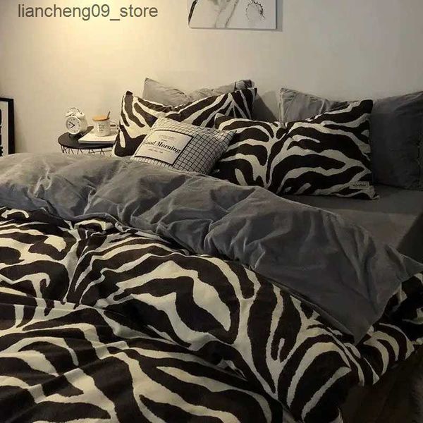Bedding sets Zebra Pattern Duvet Cover Set with Sheet case Soft Cover No Filling Warm Bed Linen Twin Full Queen Size Home Bedding Set L24091