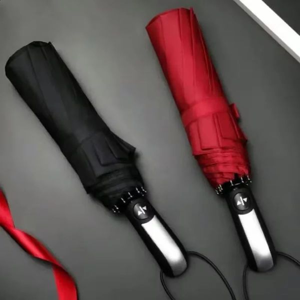 Strong windproof and rainproof automatic folding business large umbrella household vinyl tenbone 250113