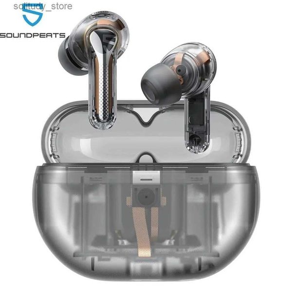 Cell Phone Earphones SoundPEATS Caule3 Pro wireless earphones with high-resolution and LDAC 43dB hybrid ANC Bluetooth 5.3 6 microphones a to