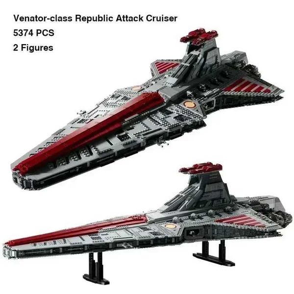 Blocks Blocks Moc 75367 Venator Class Republic Attacks Cruiser Model Building Set Block Space Toys for Boy Adult Christmas Gifts 5374Pcs Y24