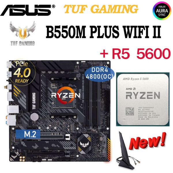 AMD Ryzen 5 5600 + ASUS TUF GAMING B550M PLUS WIFI II Socket AM4 Motherboard Combo PCI-E 4.0 128GB Processor Gamer Kit Placa-me