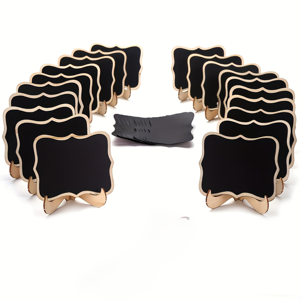 TEMU 20pcs Recycled Wood Chalkboard-style Message Boards With Rounded Corners & Hanging Hooks - Desktop Decorative Boards For Coffee Shops,