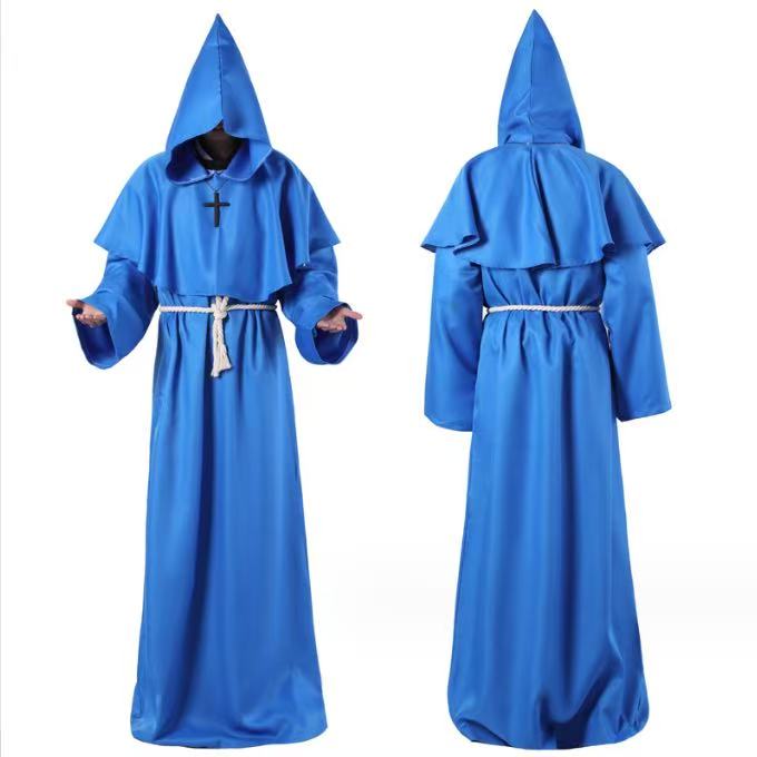 Costumes Halloween Medieval Monk Robe Wizard Priest Costume Death-Inspired Medieval Costume Set Exquisite Fantasy-Themed Role-Playing Attire Pullove