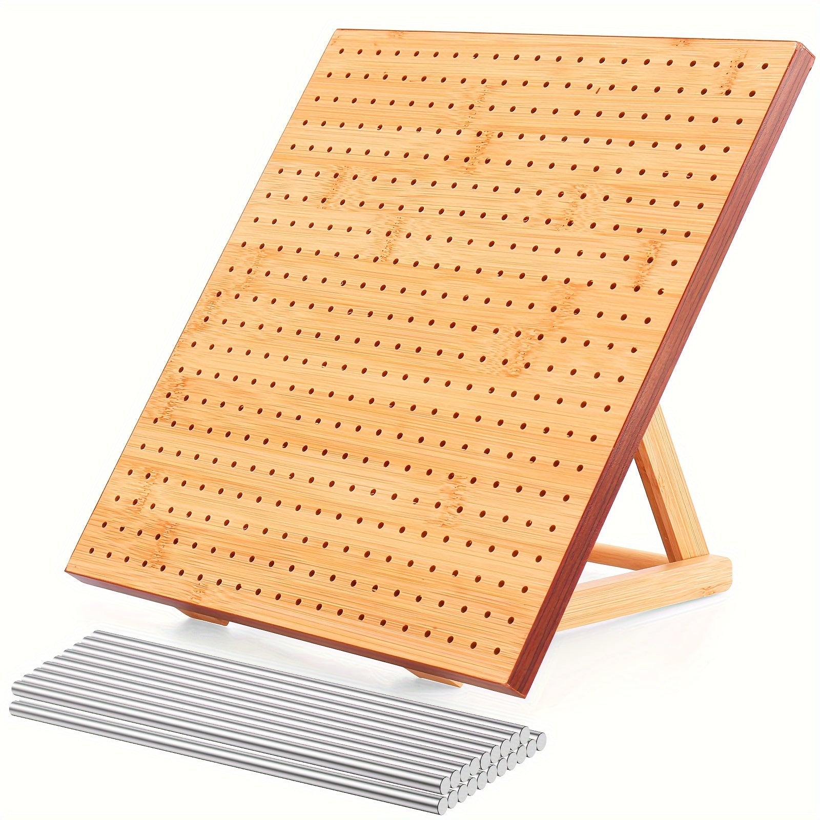 TEMU 1set Bamboo Wooden Board For Knitting Crochet And Blocking Board For Knitting And Crochet Projects Handcrafted Knitting Stainless Steel Pins