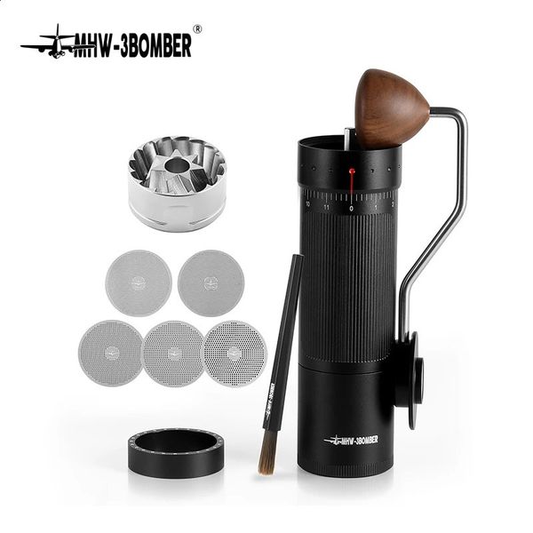 MHW3BOMBER manual coffee grinder used for pouring stainless steel conical burrs adjustable settings barista tools 241014